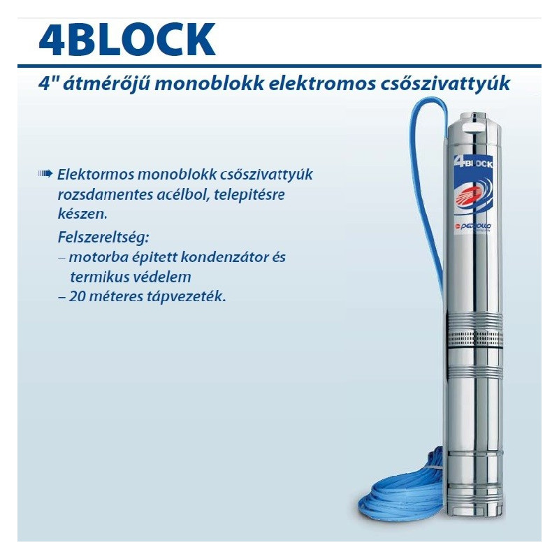 4BLOCKm 2/10 Monoblokk Elektromos Csőszivattyú / Pedrollo