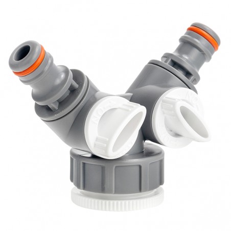 Y Elágazó Kerti Csapra 1" - 3/4"BM, 2 utas kuplung csatlakozó